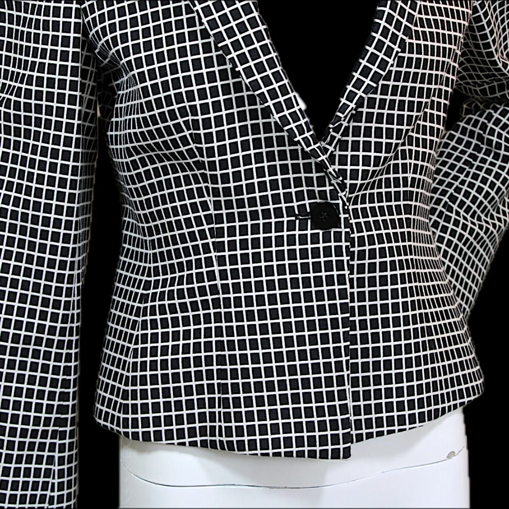 Armani Collezioni Black White Grid Tailored Blazer Made in Italy